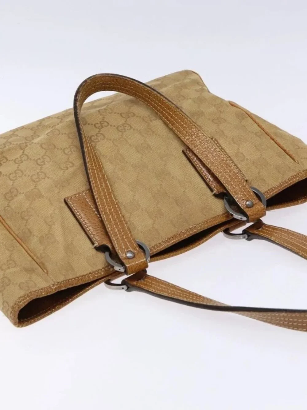 GUCCI GG Canvas Hand Bag Brown 113019 Auth 134527